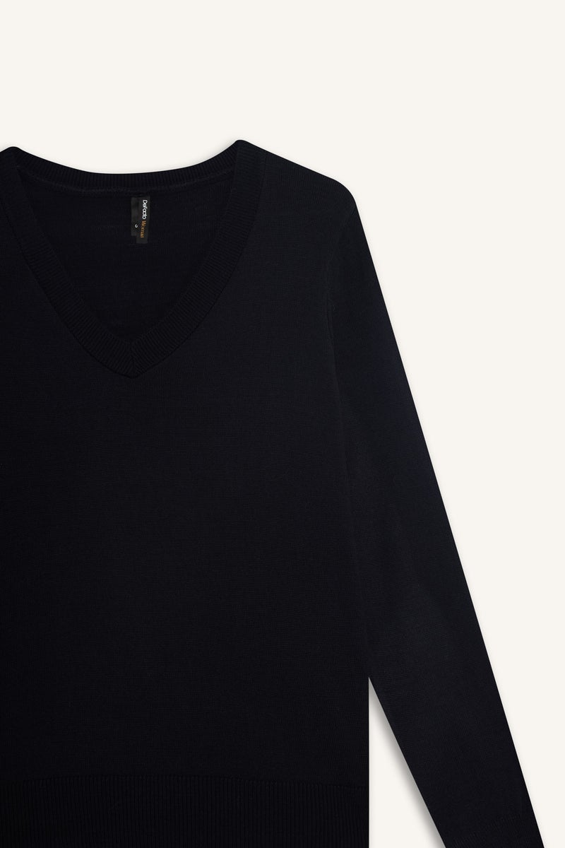 DeFacto Blue Woman Relax Fit V-Neck Pullover Casual - Image 5